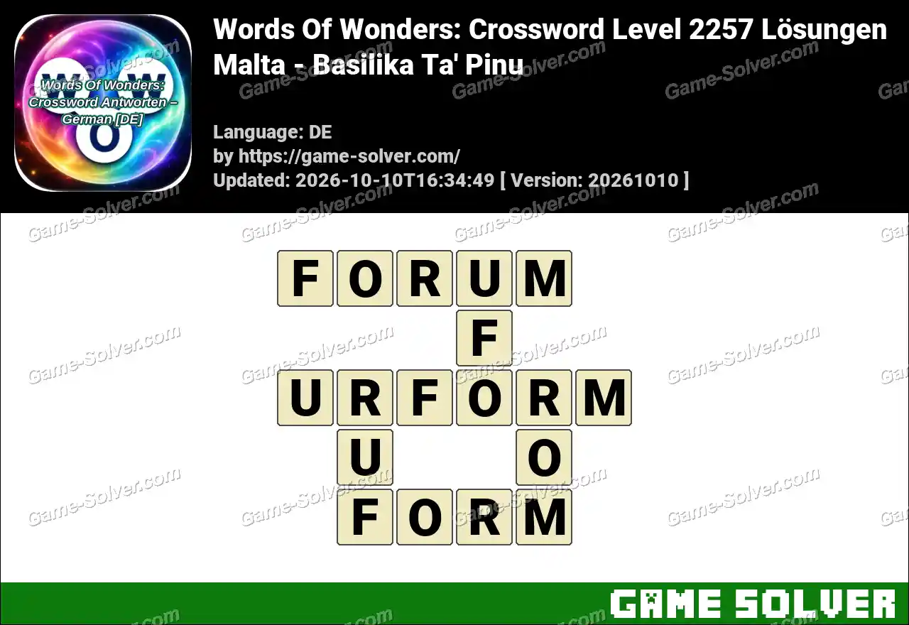 Words Of Wonders: Crossword Level 2257 Lösungen – Malta – Basilika Ta’ Pinu